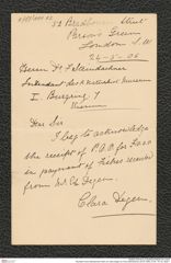 Nachlass Franz Steindachner, Brief von Clara Degen an Franz Steindachner (24.05.1906), Inv.Nr. 101.02, Seite 1